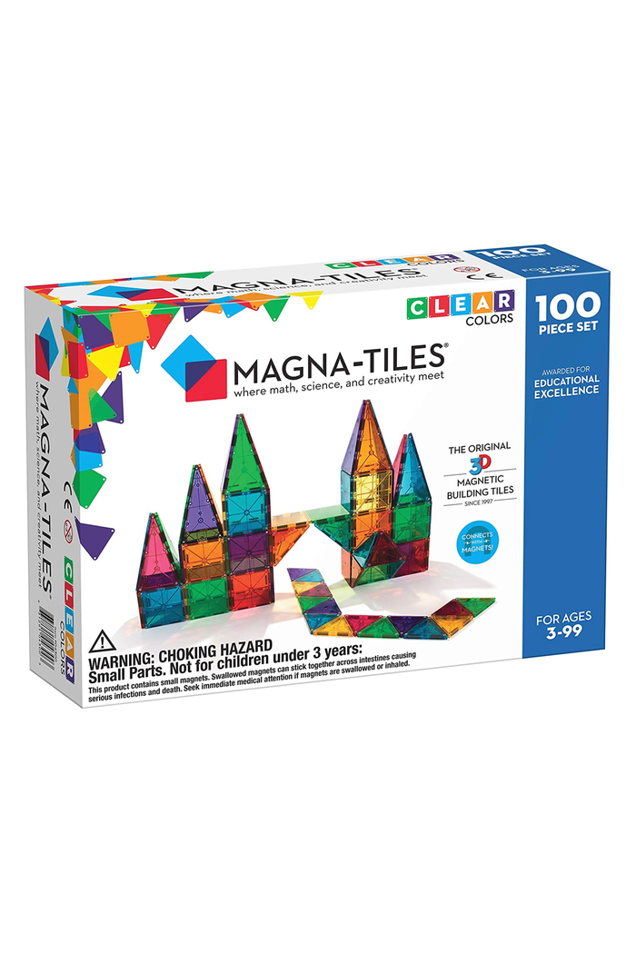 Magna-Tiles 100 Stück klare Farben Magnetisches Gebäude